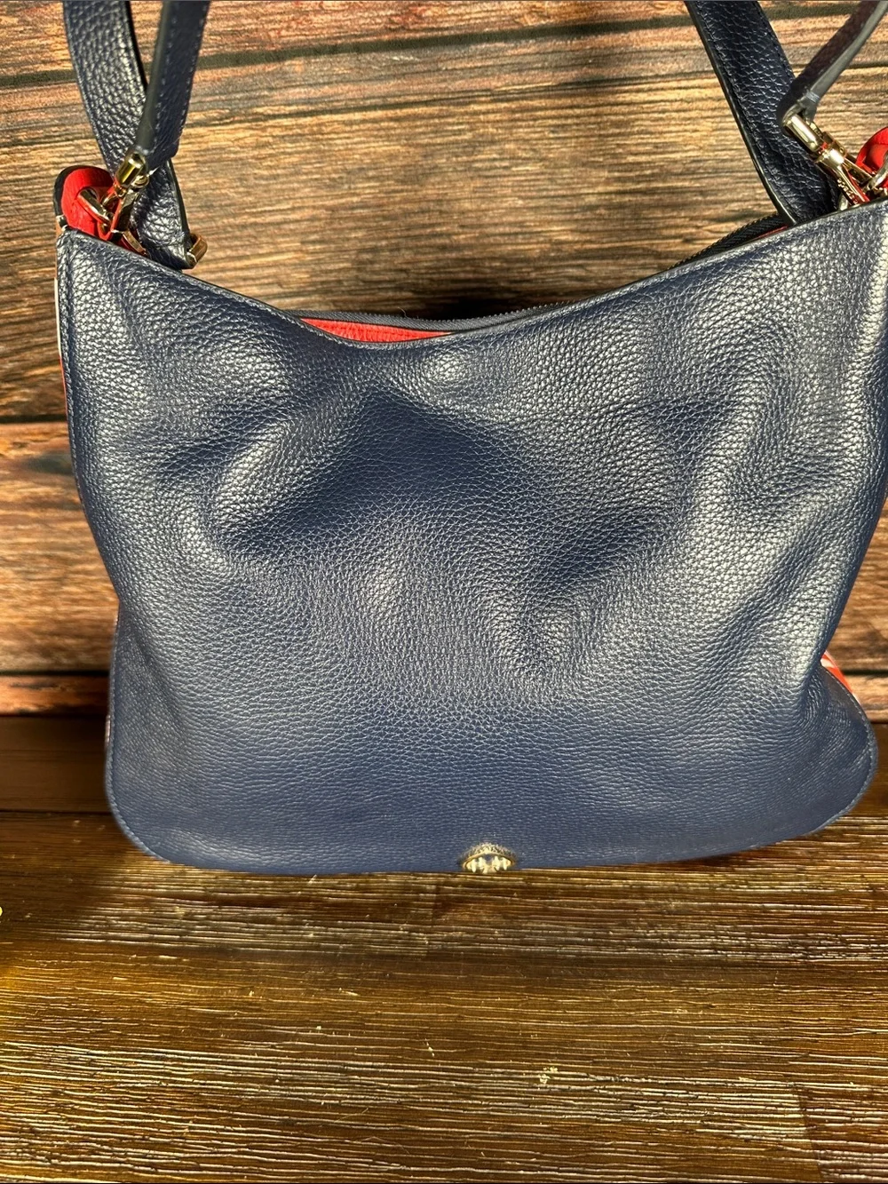 Kate Spade Kailee Tropical Toss shoulder bag in Navy Blue with Colorful pattern